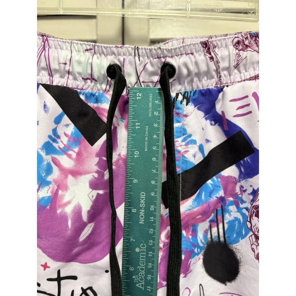 Fresh Swim Shorts Lavender Graphic Mens Size XL Lined Elastic/Tie‎ Waist Pockets